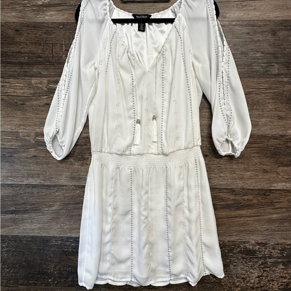 White House Black Market Dresses & Skirts - White House Black Market Cream White Off-the-Shoulder Bishop Sleeve Sundress